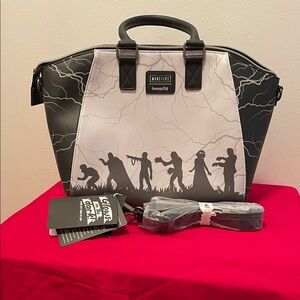 Loungefly Black and Gray Zombie Silhouette Bag